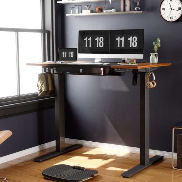 Inbox Zero Height Adjustable Electric Standing Desk With Pencil Tray